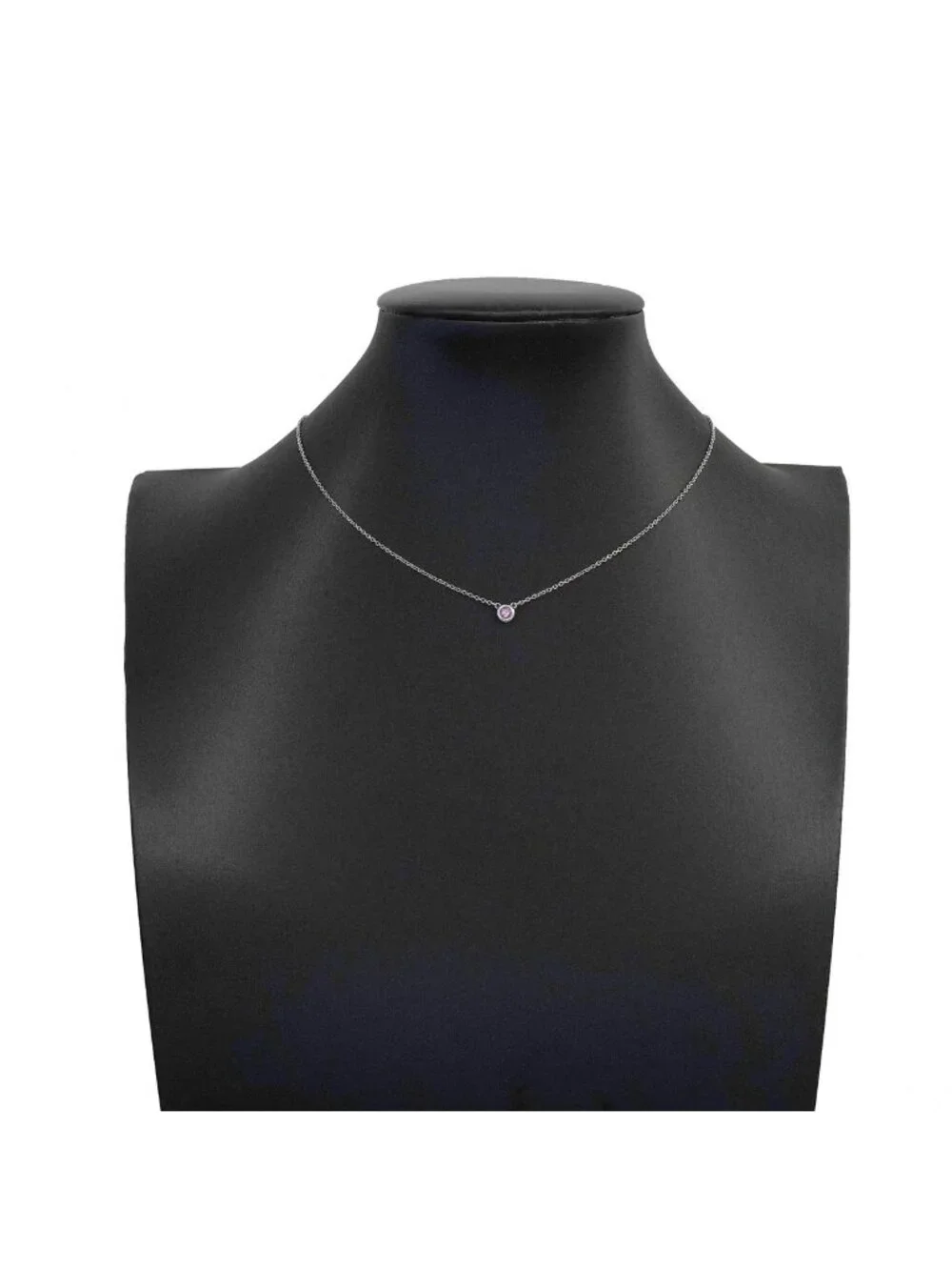 Tiffany & Co Necklace by the Yard 925 Sterling Silver Pink Saffiano